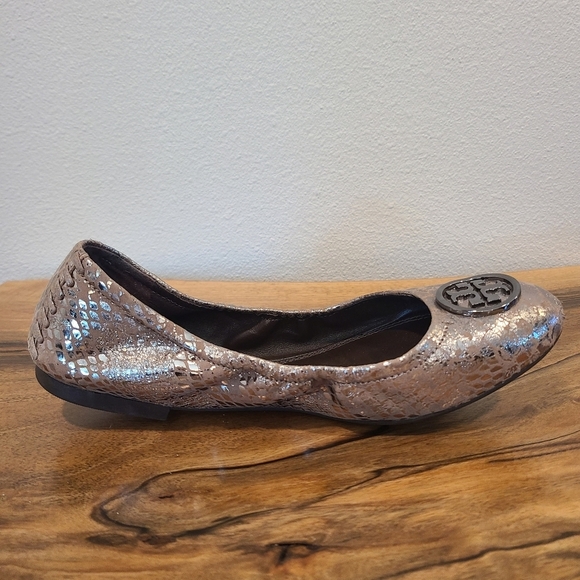 Tory Burch Heidi Metallic Snake Print Ballet Flats - Picture 8 of 12